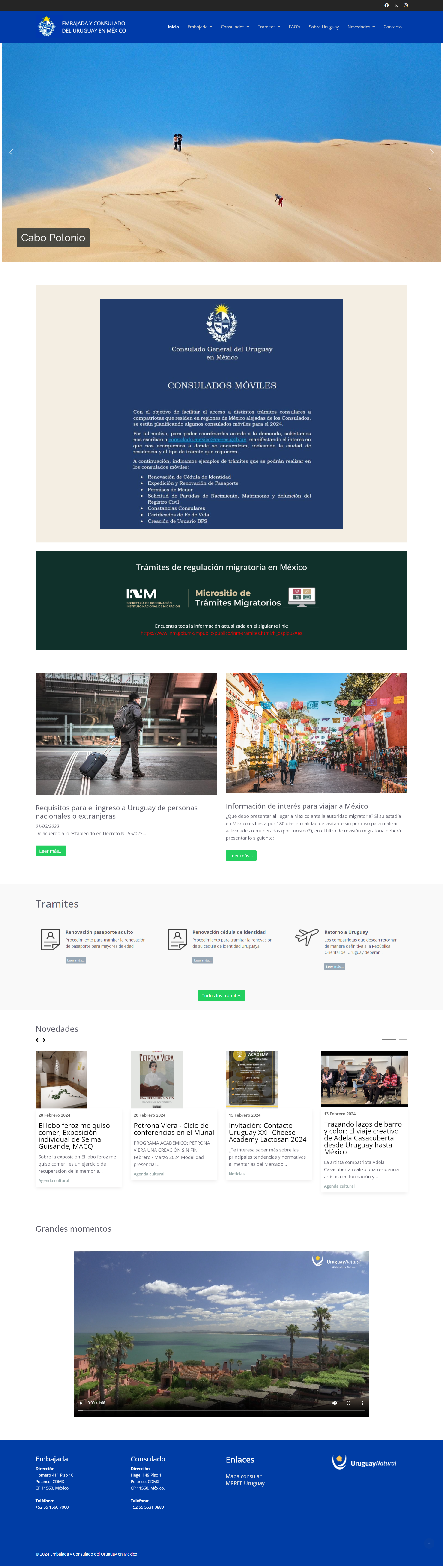 pagina web Embajada y Consulado del Uruguay en México